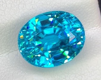 Natural Blue Zircon Gemstone: 9 CT Oval Brilliant Cut