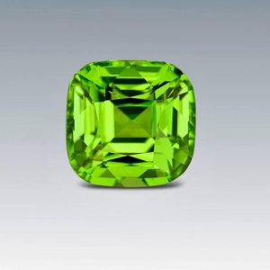 Natural Peridot Loose Gemstone, Perfect Square Cushion Cut Hummingbird Green Peridot Gemstone, peridot Jewellery August Birthstone. 3 Carats