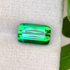 Bluish Green Tourmaline Gemstone For Sale , perfect Cushion Cut Bluish Green Tourmaline 3 Carats