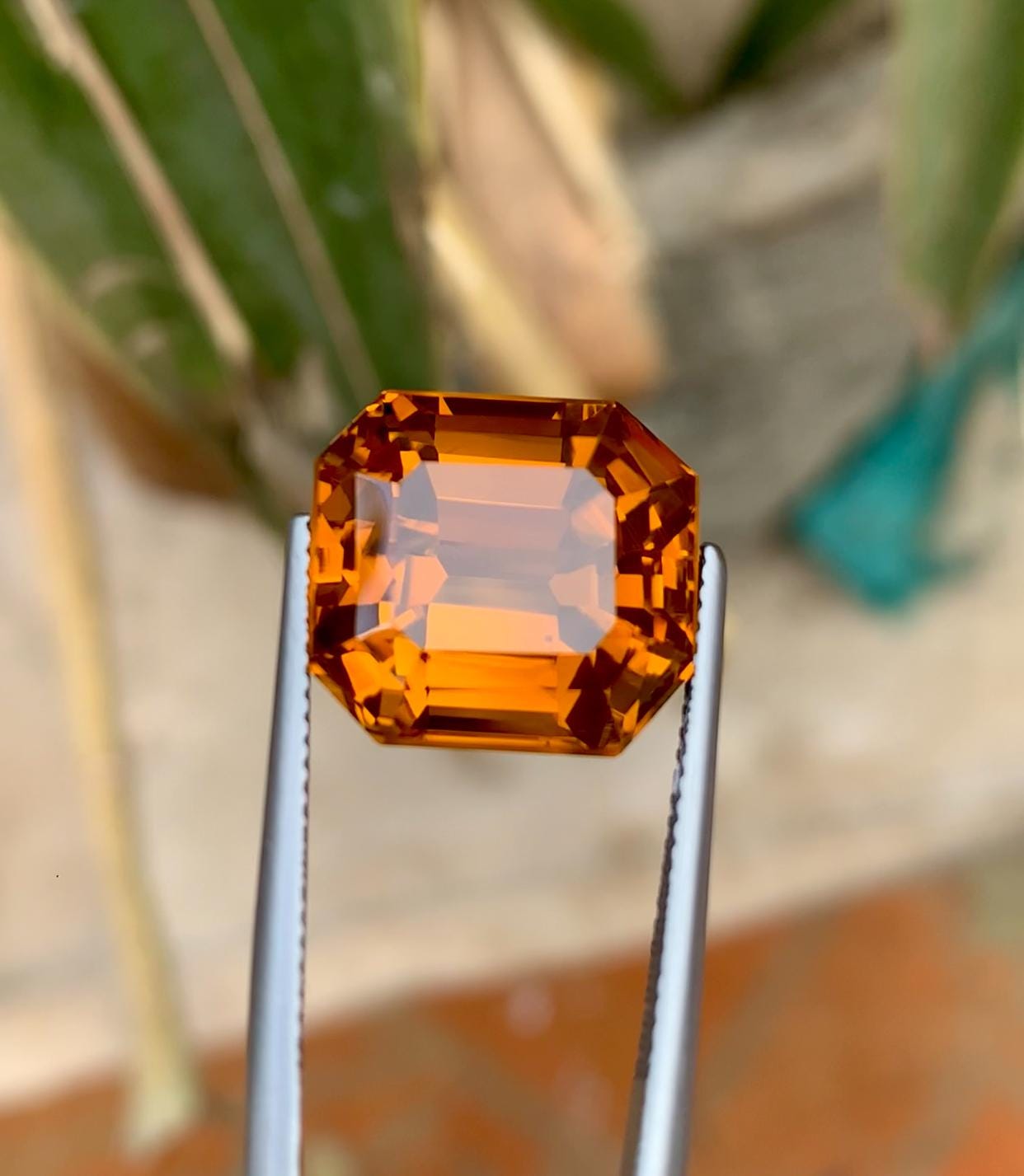 ブレイズオレンジシトリン宝石：18.90カラットファンシーオクタゴン