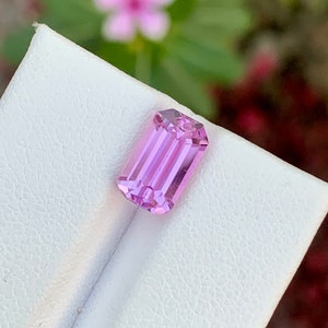 Natural Kunzite lilac / Pink Colour Loose Gemstone , Emerald Shape Kunzite , Kunzite Jewelry , Kunzite Ring October Birthstone 3.30 Carats image 4