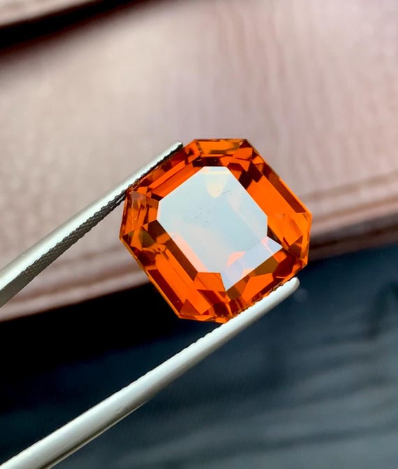Orange Citrine Gemstone: 22 CT Step Square Cut, African Origin - Etsy