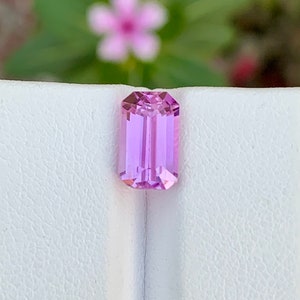 Natural Kunzite lilac / Pink Colour Loose Gemstone , Emerald Shape Kunzite , Kunzite Jewelry , Kunzite Ring October Birthstone 3.30 Carats image 2