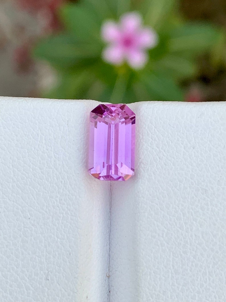 Natural Kunzite lilac / Pink Colour Loose Gemstone , Emerald Shape Kunzite , Kunzite Jewelry , Kunzite Ring October Birthstone 3.30 Carats image 1