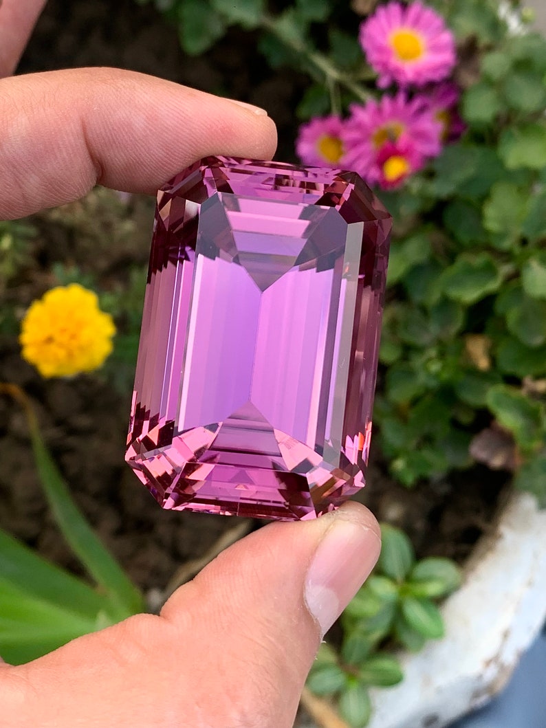 Natural Kunzite Loose Gemstone , Emerald Shape Kunzite ,big Size