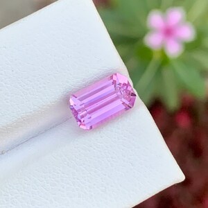 Natural Kunzite lilac / Pink Colour Loose Gemstone , Emerald Shape Kunzite , Kunzite Jewelry , Kunzite Ring October Birthstone 3.30 Carats image 6