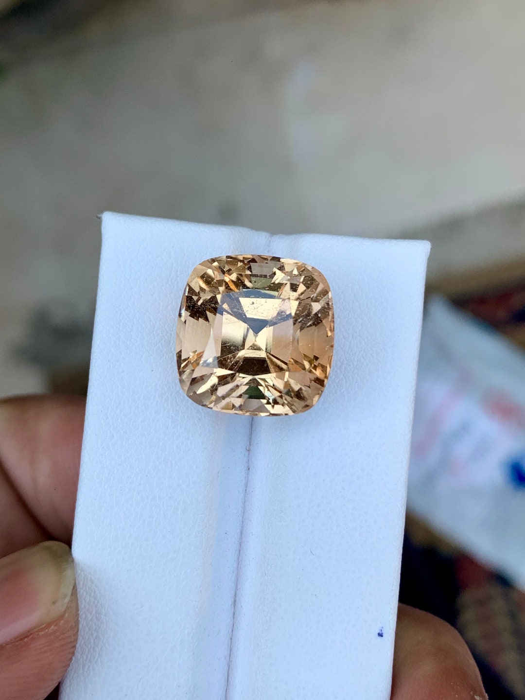 Brandy Gold Square Cut Imperial Topaz Gemstone , Rich Color Natural ...