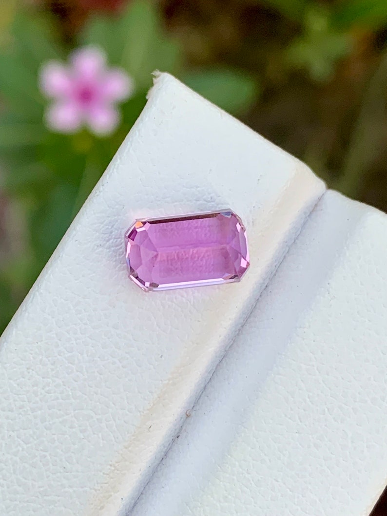 Natural Kunzite lilac / Pink Colour Loose Gemstone , Emerald Shape Kunzite , Kunzite Jewelry , Kunzite Ring October Birthstone 3.30 Carats image 3