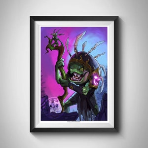 Warcraft Murlock Warlock | Print A3 | Wall Art | World of Warcraft | Gift Idea