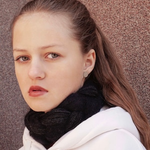 BRAID scarf, warm accessory, necklace, choker, gift, soft, black, grey.