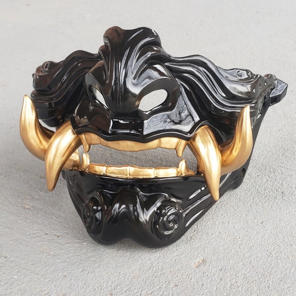 Quad Fang Oni Mask - 3d printed resin - decorative or wearable