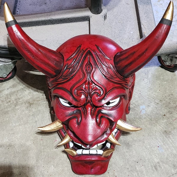 Oni Mask - Full Face - Adult Size - 3D Printed PLA+ - Custom Paint