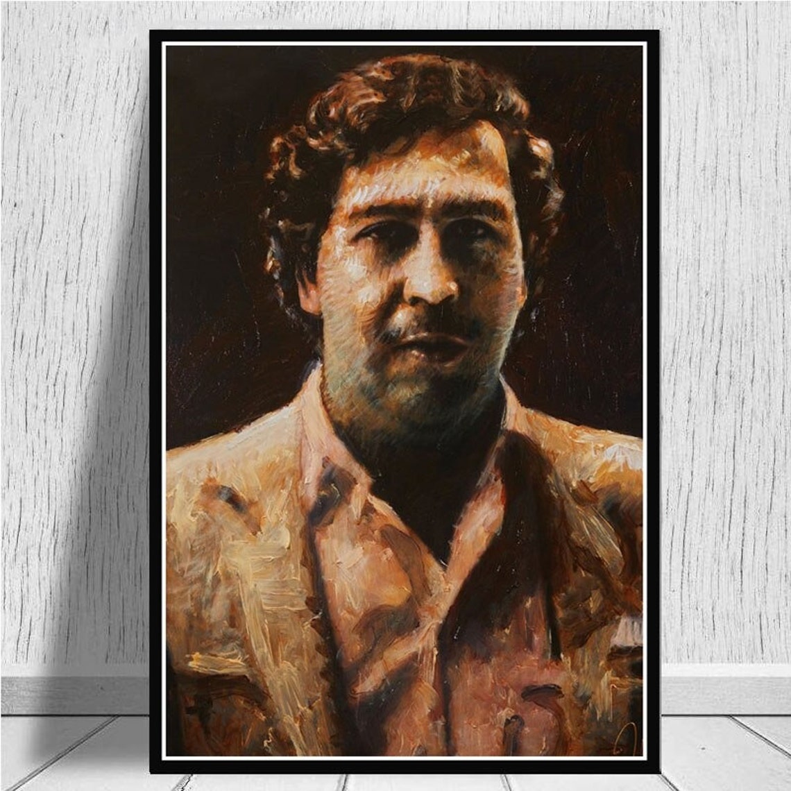 Pablo Escobar Poster Wall Art Home Decor Hand Made Canvas Etsy