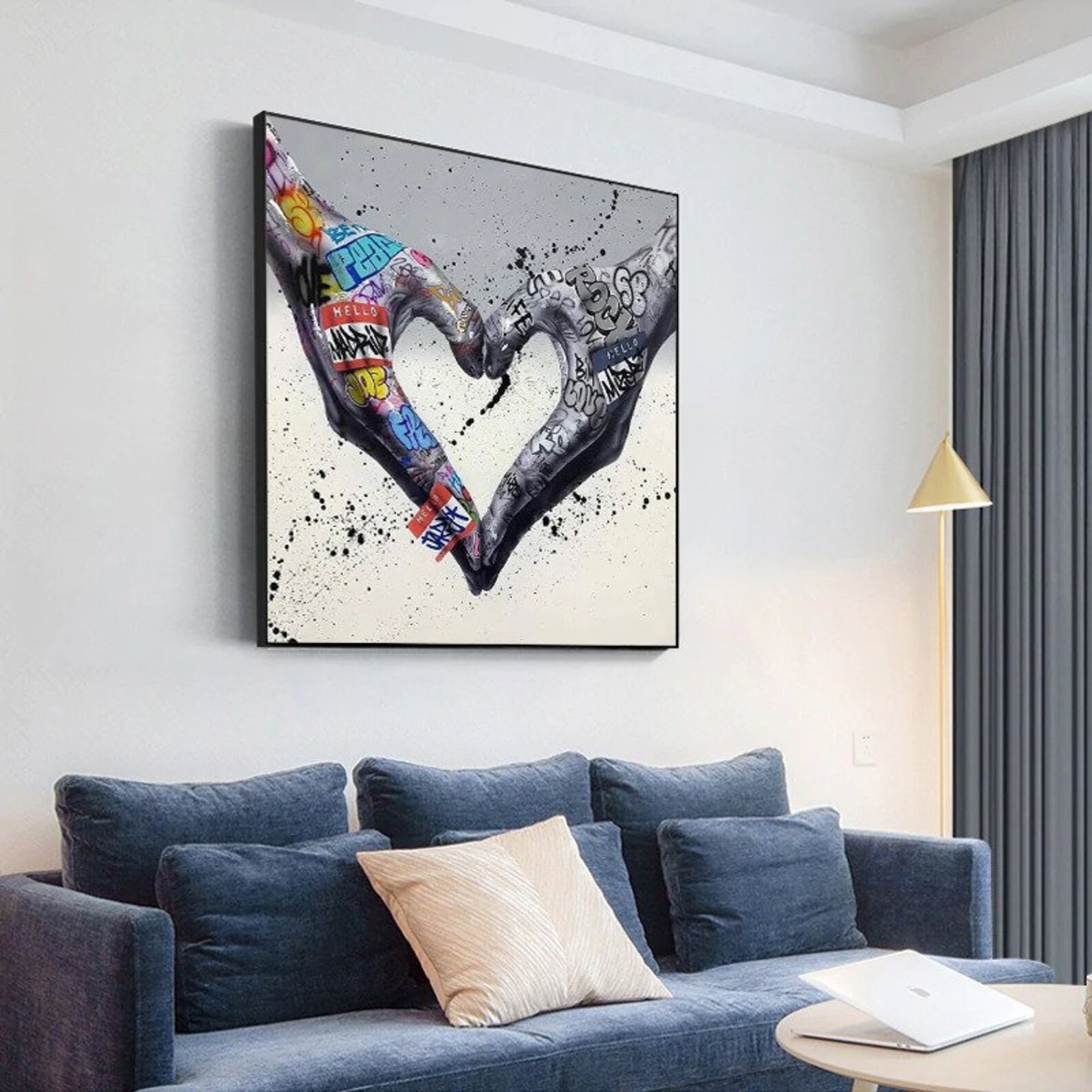 Gesture Heart Graffiti Art Canvas Painting Love Hands Wall Art Etsy