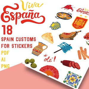 España - Paquete de 16 stickers digitales: adorables PNG, AI y PDF , descarga instantánea , campeon  2026, simbolos, dtf, vinilo gift , pod