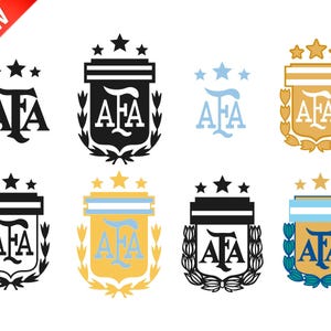 8 Vector AFA Argentina logo 2026 for outdoor vinyl PDF, DXF, SVG, PNG, AI. Cameo Circle, soccer, champion, design, print on demand worldwide