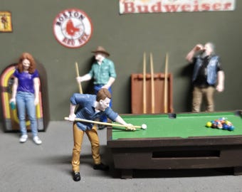 Pool Hall Figure Set Kit HO Scale 1/87