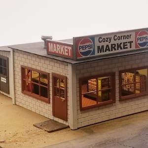 Corner Market Structure with Interior Details Kit HO Scale 1/87