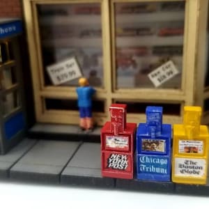 3pk Newspaper Vending Machine Kit HO Scale 1/87