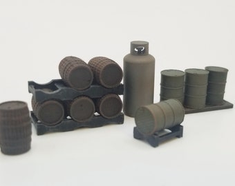 Kit batterie et baril de 15 pièces HO échelle 1/87