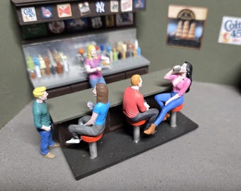 Bar Stool Figures Set unpainted HO Scale 1/87