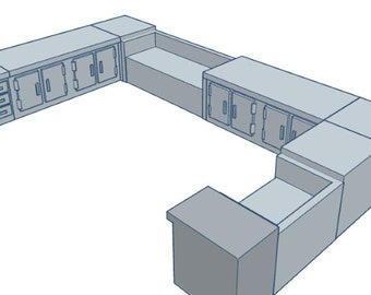 9pc Restaurant Counter Kit HO Scale 1/87