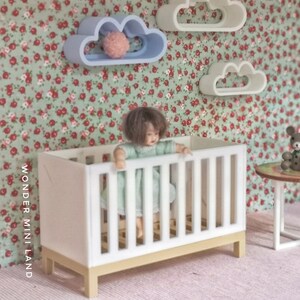 Muñeca Mini Cuna De Madera 1/12 Escala Decoración Mecedora