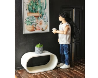 Miniature oval coffee tables in 1:12 scale, miniatures furniture and accessories