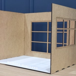 Dollhouse roombox KIT, 3 walls in 1:12 scale, DIY
