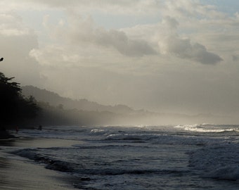 Costa Rica Surf and Beach at Dusk | White Surf and Full Clouds and Jungle | Playa Negra | Costa Rica Art | Wall Art Print