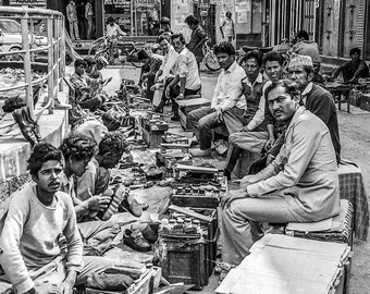 Katmandu, Nepal Black and White Photo Print | Merchants in the Market | Travel Photography | Travel Wall Print | Vintage Photo | Nepal Art