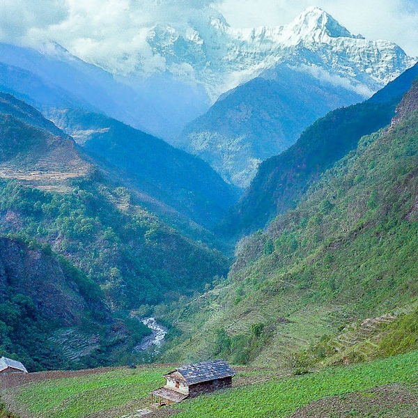 Himalaya Mountains on the Annapurna Trail in Nepal Photo Print | Snow Topped Mountains | Travel Photography | Travel Wall Print  | Nepal Art