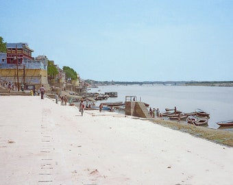 Varanasi | Benares India Ganges River Art Photography | Woman Walking Along the Shore