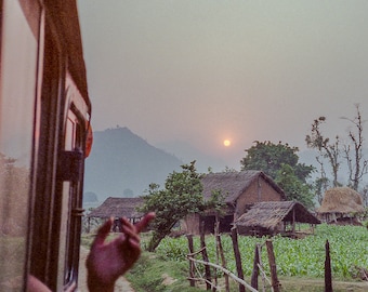 Train Travel in India at Sunset | Photo Print | Travel Photography | Travel Wall Print | Vintage Photo | India Wall Art | Travel Art | 35mm