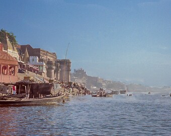 Varanasi | Benares India on the Ganges River Photography Art Print | Rowing on the Ganges River