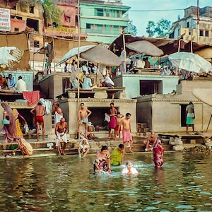 Benares | Varanasi India Art Photography Print | Bathing in the Ganges River | Fine Art Photography | India Wall Art
