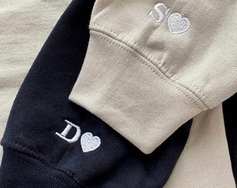 Sudaderas con capucha de pareja Mangas de letras personalizadas Nombre / Sudaderas con capucha de pareja con iniciales