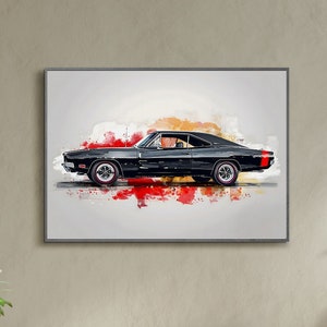Dodge Charger 1969 - Pixel Art Print - Wall Art - Poster