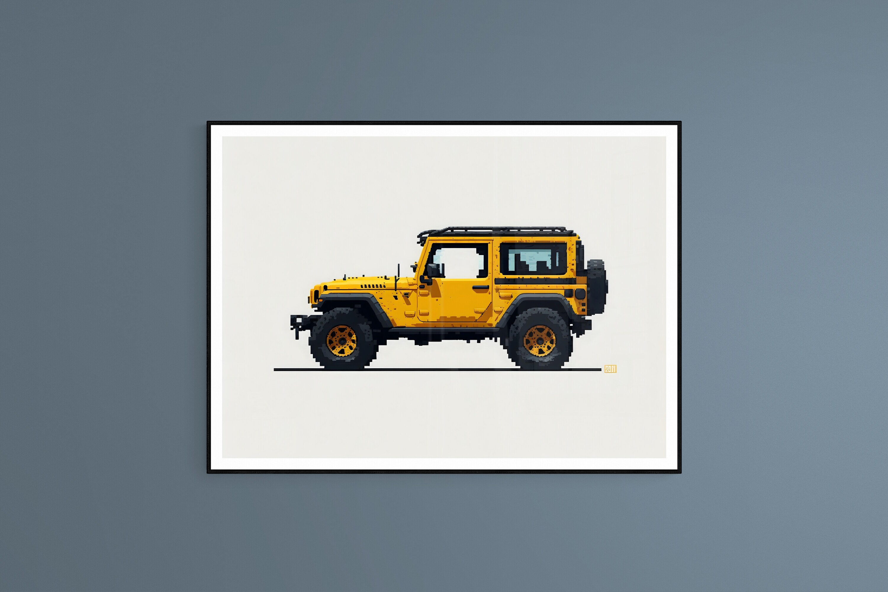 Yellow Jeep Wrangler Rubicon Pixel Art Print Wall Art - Etsy