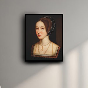 Anne Boleyn Art Print Canvas Wall Art The Tudors Portrait Art The Queen King Henry VIII 6 Wives New Home Gift Wall Decor History Gift