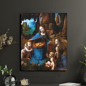 Virgin of the Rocks Leonardo Da Vinci Canvas Art Print Madonna of the Rocks Wall Art Fine Art Home Decor Wall Hanging Classical Painting