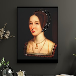 Anne Boleyn Art Print Canvas Wall Art The Tudors Portrait Art The Queen King Henry VIII 6 Wives New Home Gift Wall Decor History Gift