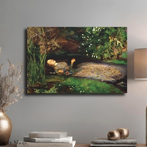 Ophelia Canvas Art Print John Everett Millais Medieval Art Medieval Romanticism Fantasy Art Print Home Decor Gift Idea Wall Art Entryway Art