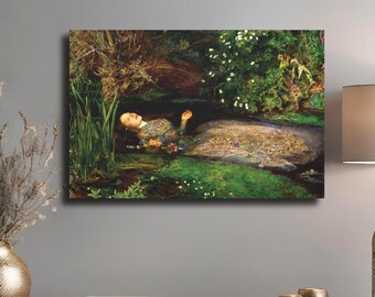 Ophelia Canvas Art Print John Everett Millais Medieval Art Medieval Romanticism Fantasy Art Print Home Decor Gift Idea Wall Art Entryway Art