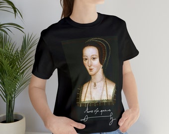 Camiseta de Ana Bolena con collar de la B distintiva, camiseta unisex, camiseta Tudor, camiseta gráfica de la Reina, esposa del Rey Enrique VIII, los Seis Tudor