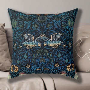 William Morris Bird Throw Pillow Blue Pillows Home Decor Living Room Decor Gift Idea Entryway Pillow Bedroom Decor Art Inspired Pillow Decor