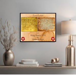 Carta de amor del rey Enrique VIII a Ana Bolena Impresión Set Descarga digital Wall Art Home Decor The Tudors Gift The Queen Vintage Age Imprimible