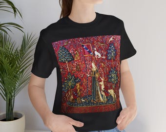 Le Toucher The Lady and the Unicorn Tapestry T-Shirt Touch Medieval Art Shirt Unisex Clothes Art History Tee Comfy Graphic T-Shirt Gift Idea