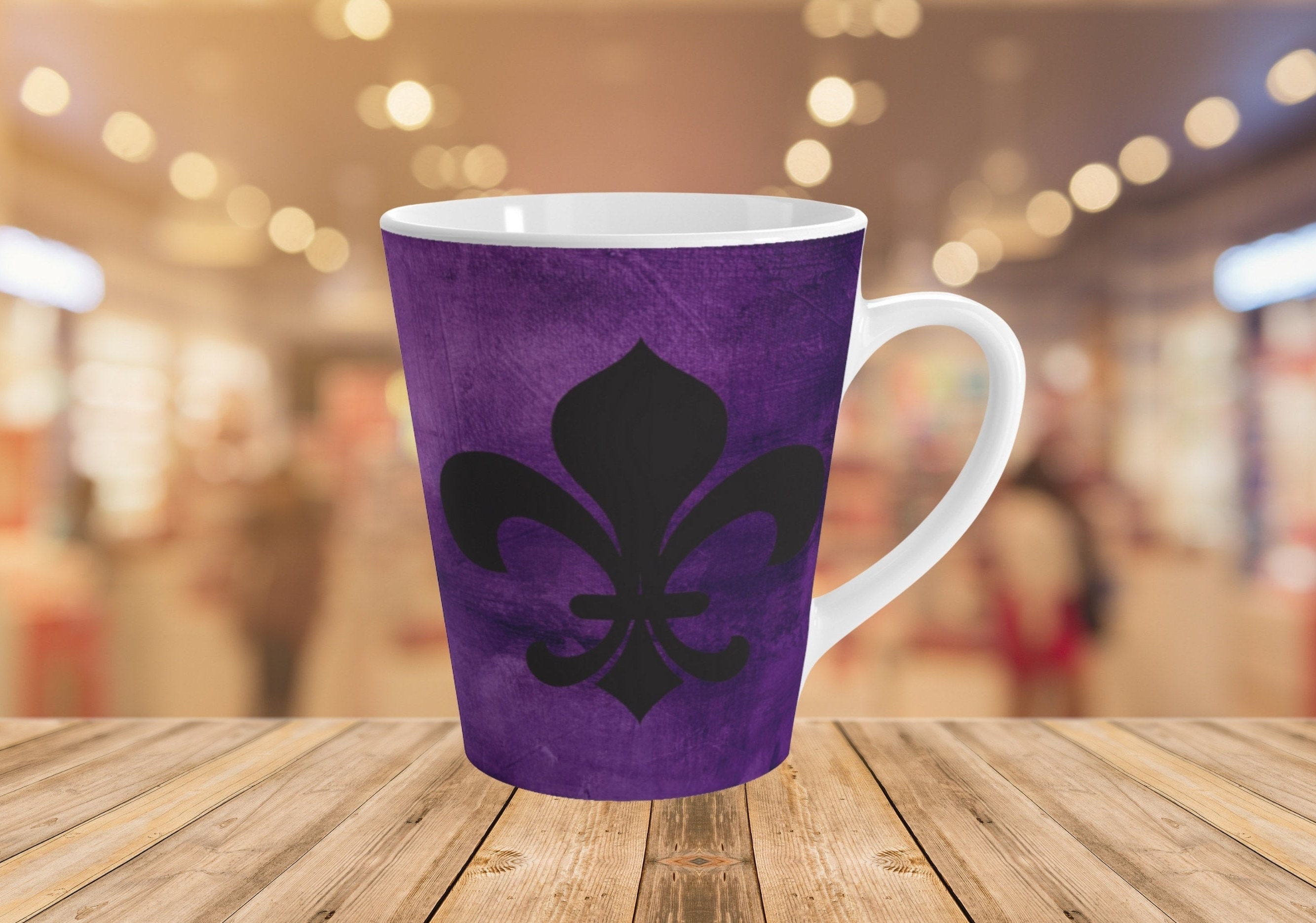 Fancy Fleur de Lis dunkel lila und schwarz Latte Becher | Etsy
