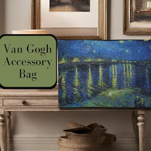 Van Gogh Starry Night Over the Rhone Accessory Bag Make Up Bag Pen Case Pouch Travel Bag Zipper Bag Art Gift Idea Work Vincent Van Gogh Gift
